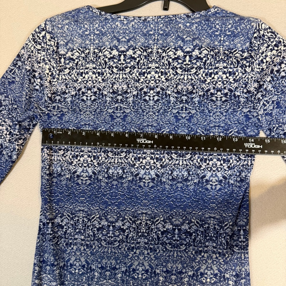 Liz Claiborne LS Thermal Knit Top Glacial Blu Multi Blue White Small NWT - Picture 6 of 8